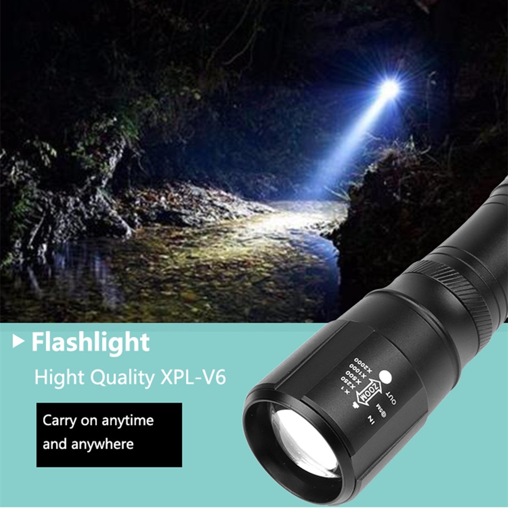 XPL-V6 LED High Power Flashlight Torch Zoomable Linterna White light 6500K - Image 2