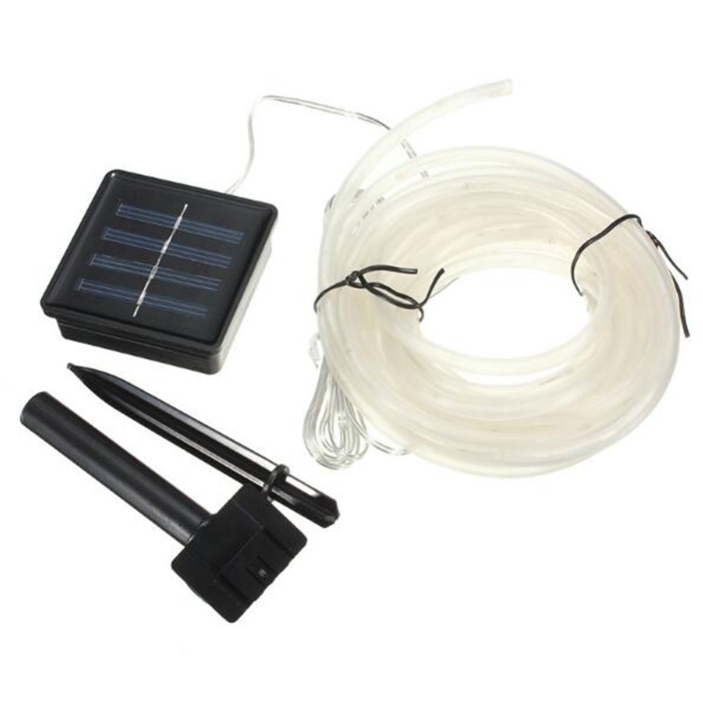 Lingstrar 10M 50 LEDs Solar Rope Tube Led String Strip Fairy Light Outdoor Garden Xmas Party Decor Purple