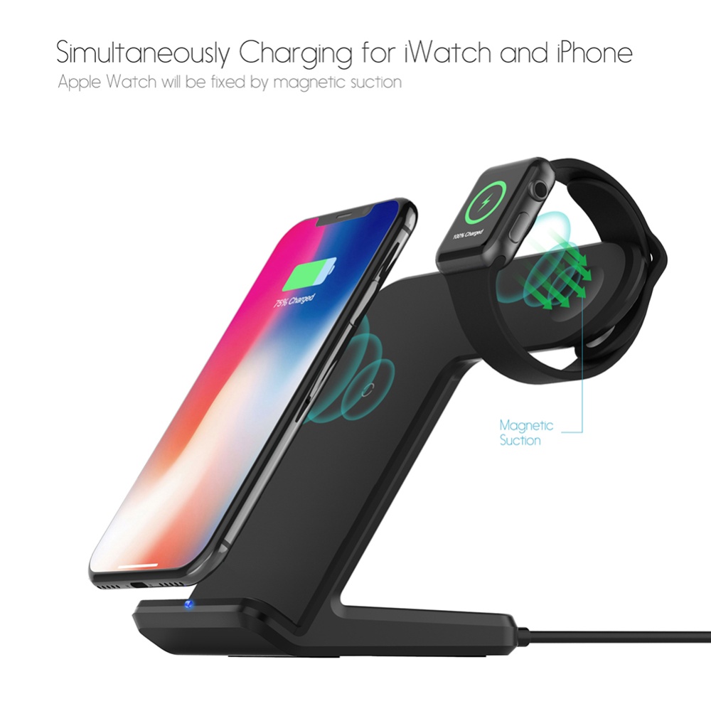 2-in-1 Qi Wireless Fast Charger Blcak - Image 2