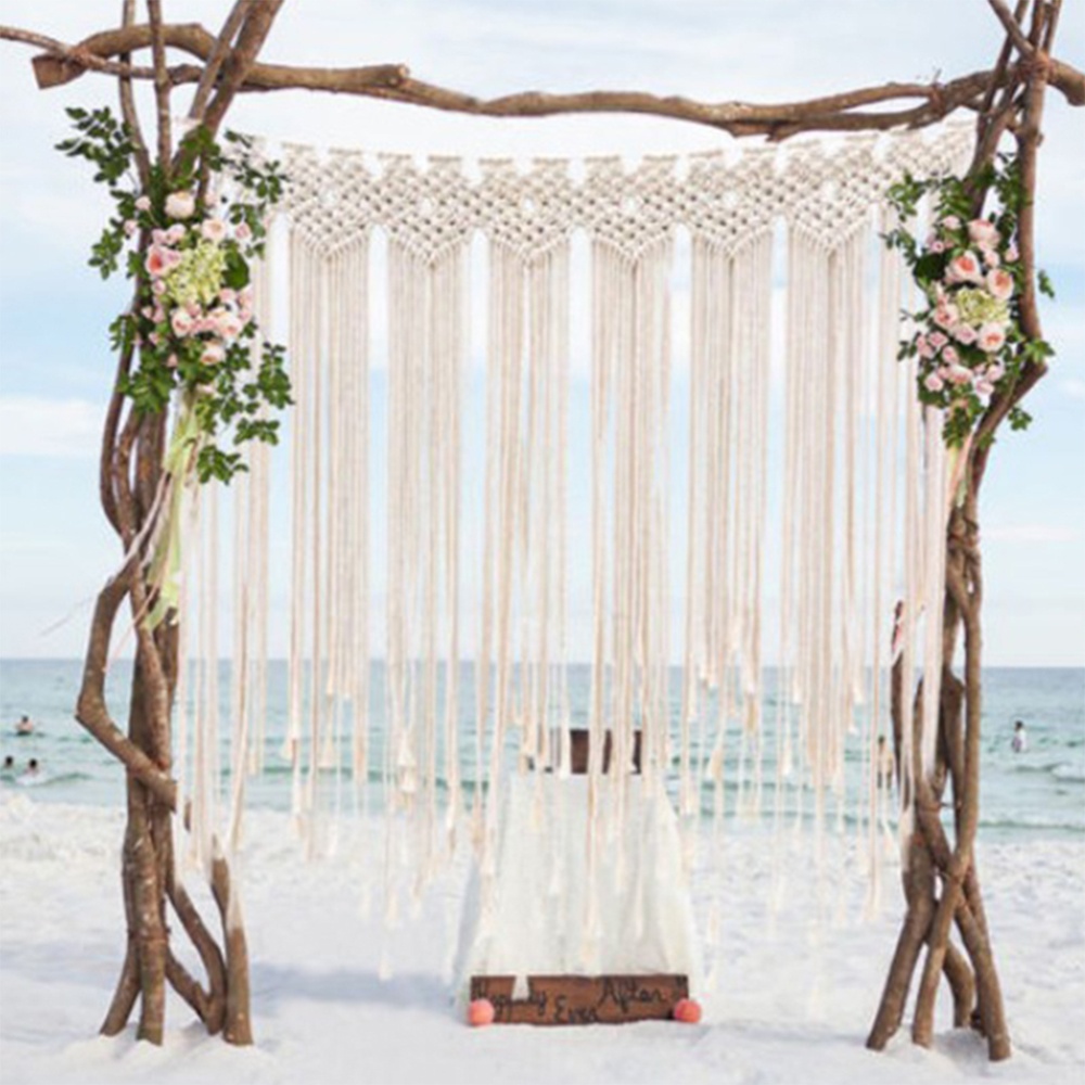 Macrame Wedding Ceremony Backdrop Curtain Wall Hanging Cotton Handmade Art Home Decor 45.2*53in MS7089