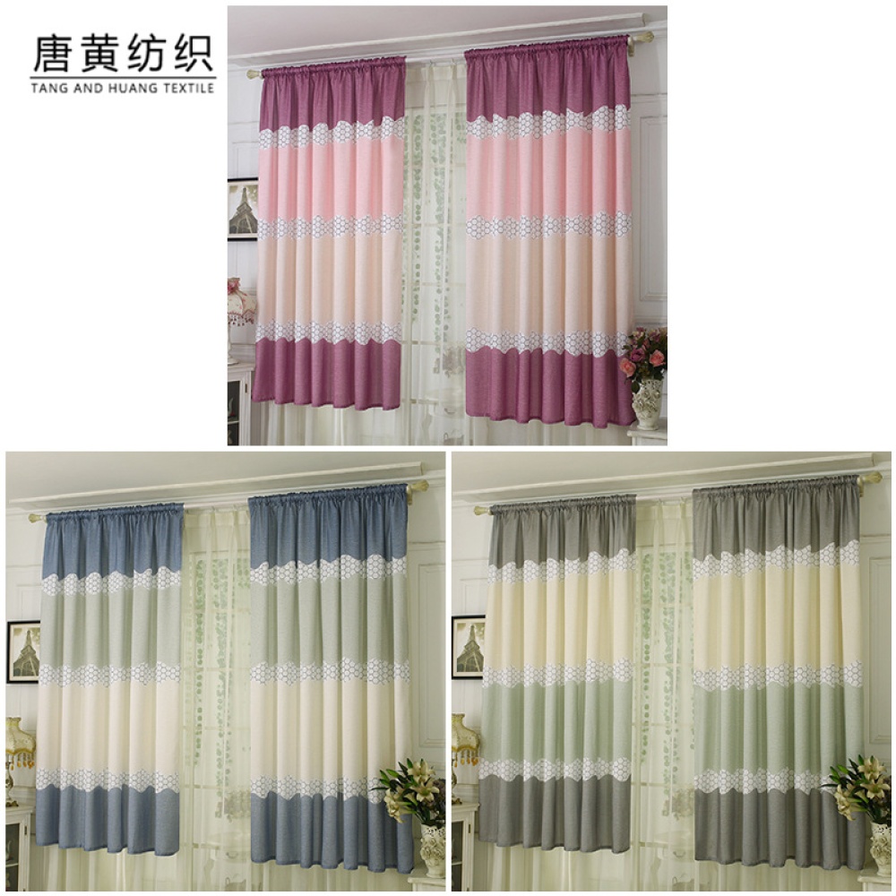 Wide Strip Semi Shading Window Curtain for Bedroom Living Room Rod Style blue_1*2 meters high - Image 2