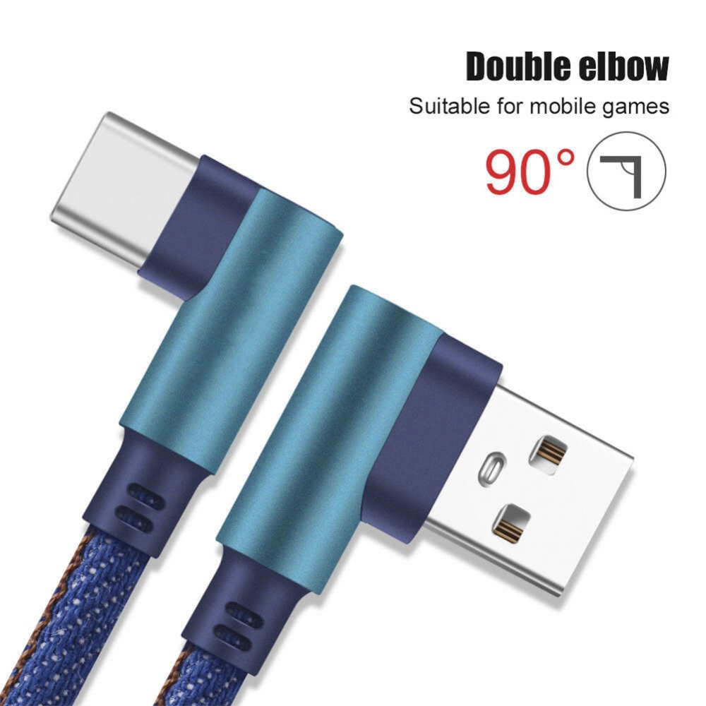 Universal USB Elbow Data Transmission Line Fast Charging Micro Type-C 8 Pin for Mobile Phone 0.25M - Image 2