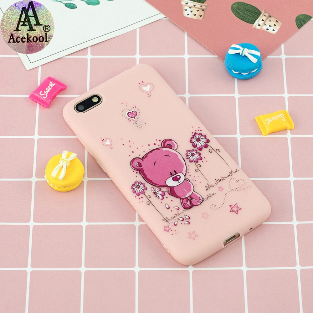 Acekool for HUAWEI Y5 2018 Cartoon Lovely Coloured Painted Soft TPU Back Cover Non-slip Shockproof Full Protective Case with Lanyard Light p - Image 2