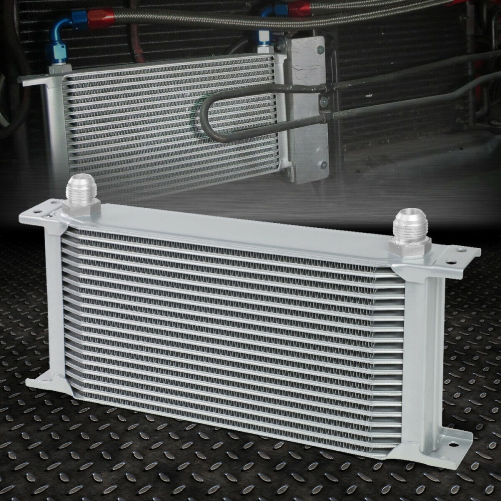 19-ROW 10AN Powder-coated Aluminum Engine/transmis Sion Racing Oil Cooler Silver