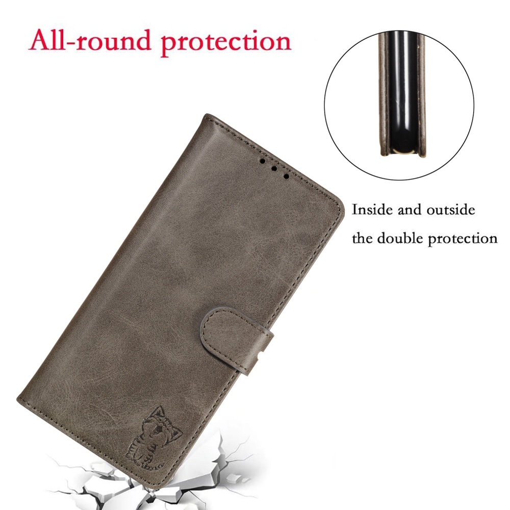 For XiaoMI 10 Pro Mobile Phone Cover PU Leather Front Buckle Smart Shell Anti-fall Case 2 gray - Image 2