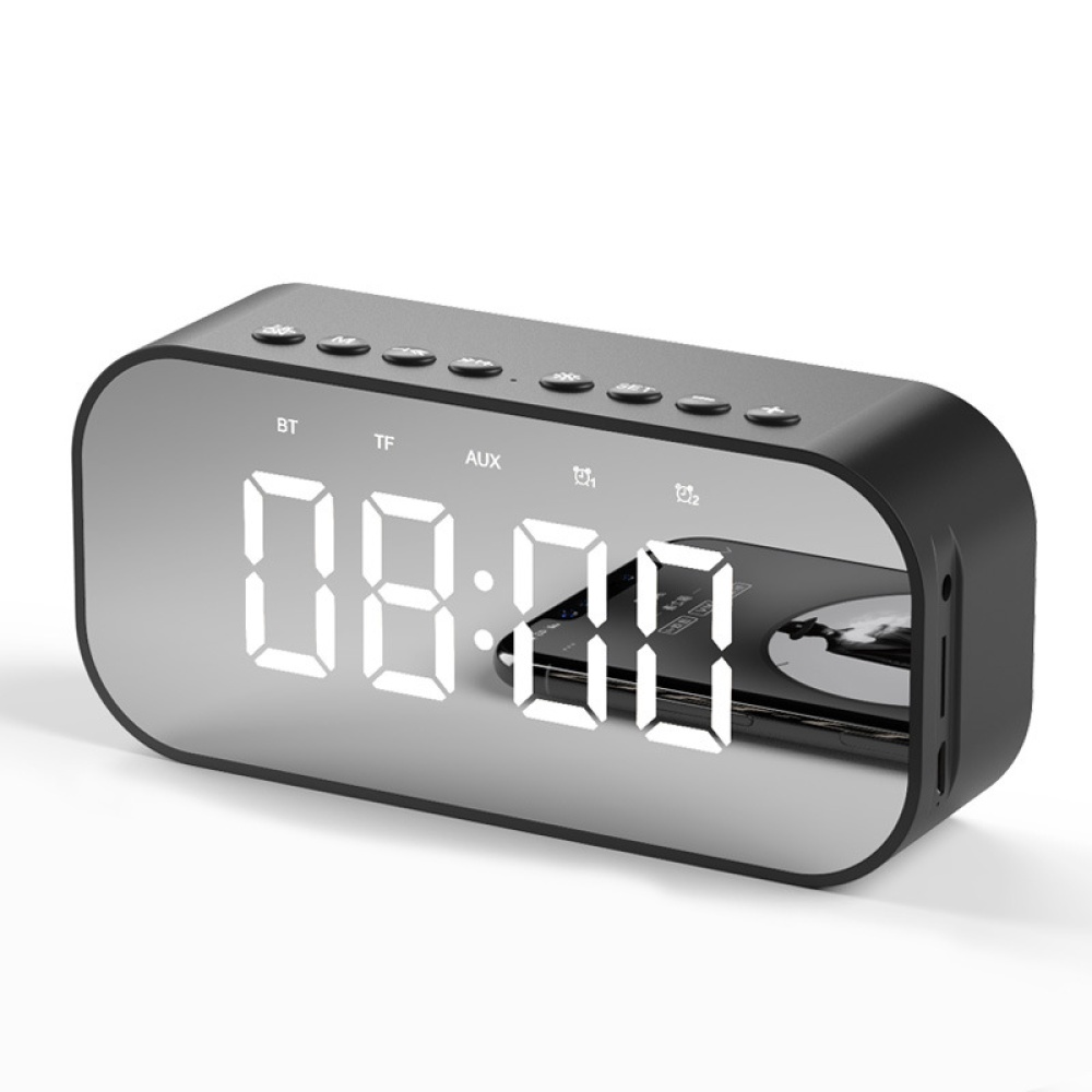 LED Wireless Bluetooth Speaker Mirror Screen Display Alarm Clock red - Image 3