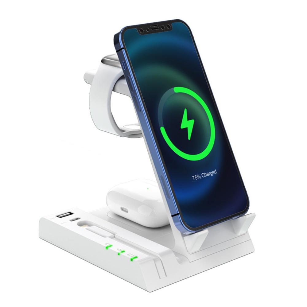 3-in-1 Wireless Charger Stand 15W Fast Charging Dock Station for IOS Headphones Watches Phones Black - Image 2