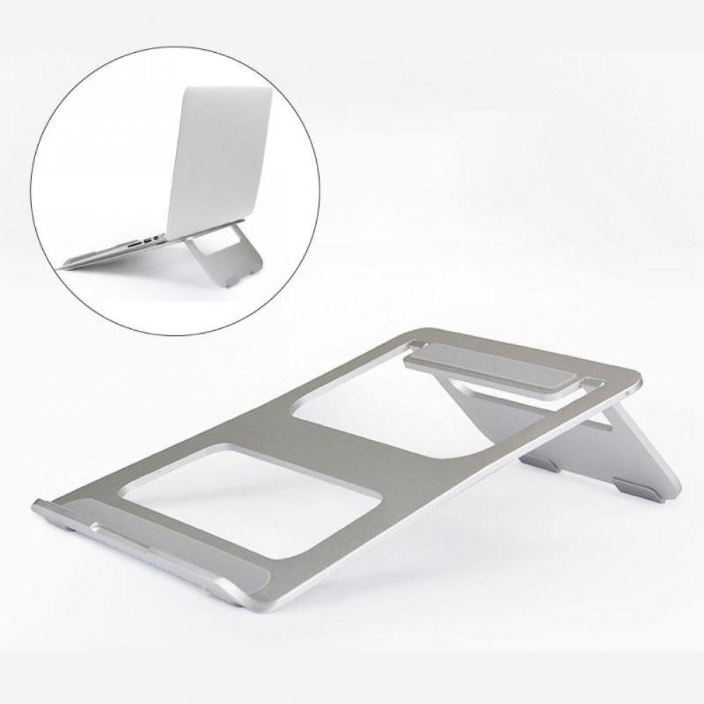 Aluminum Alloy Foldable Laptop Bracket Cooling Base Portable Notebook Stand Holder Silver - Image 2