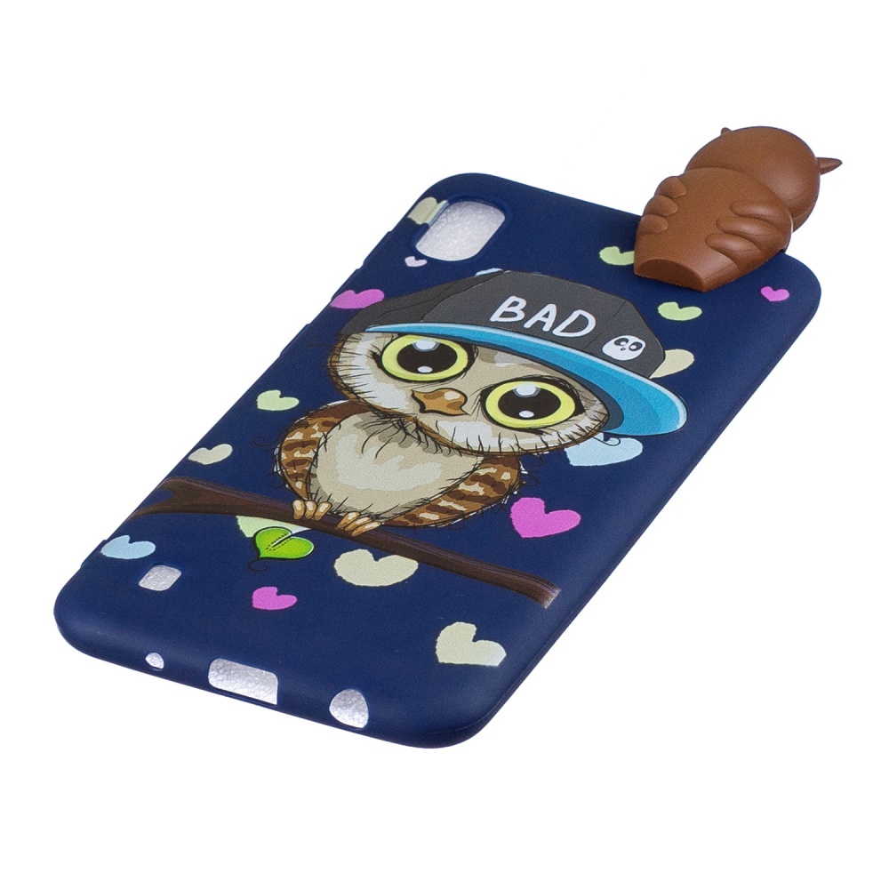 For Samsung A10 3D Cute Coloured Painted Animal TPU Anti-scratch Non-slip Protective Cover Back Case Navy blue owl - Image 2