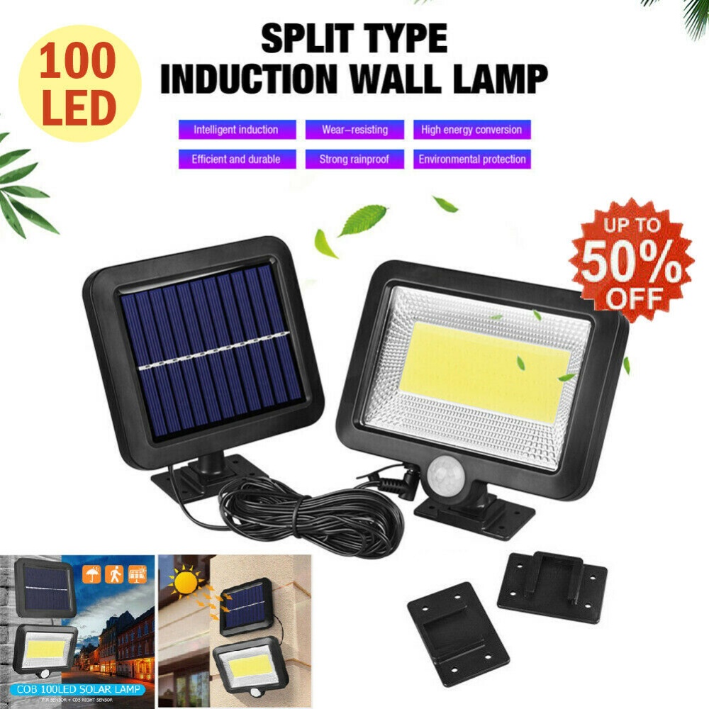 100 LED Solar Power Motion Sensor Outdoor Garden Light Security Flood Lamp Split COB100 lamp walking light (including 5 meters extension cor - Image 3