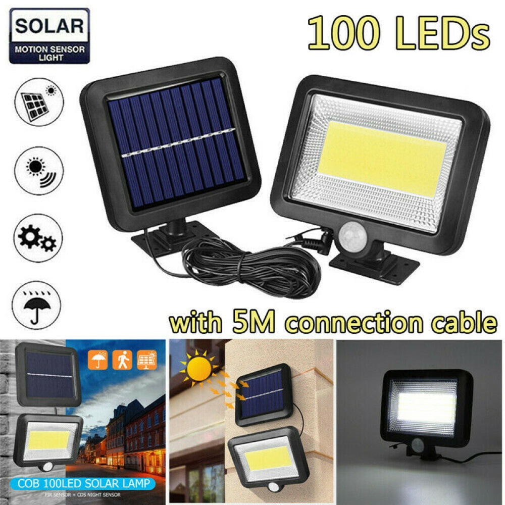 100 LED Solar Power Motion Sensor Outdoor Garden Light Security Flood Lamp Split COB100 lamp walking light (including 5 meters extension cor - Image 2