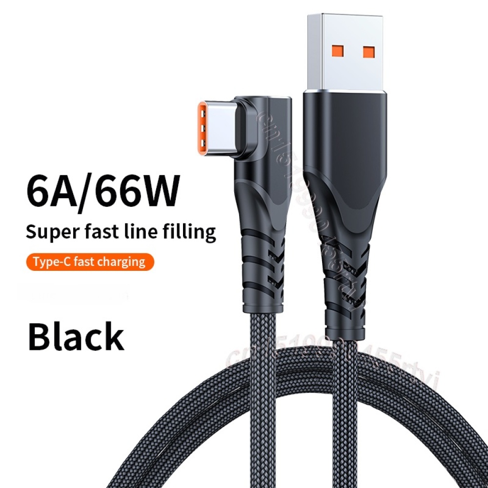 Tpe+aluminum Shell Usb Type C Elbow Data Cable Low Impedance Built-in Chip 6a Game Fast Charging Mobile Phone Cord 0.5m/1m/2m/3m grey_3 mete - Image 2