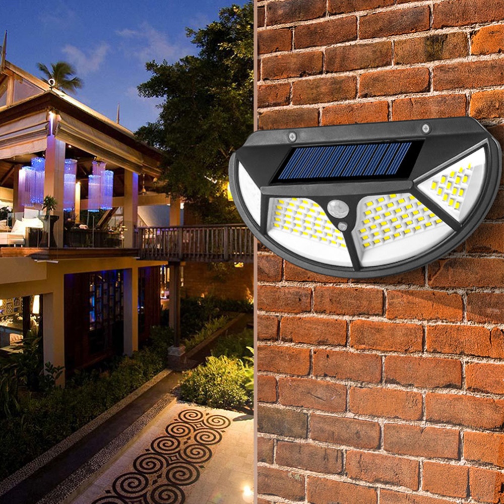 102LEDs 4-sided Waterproof Solar Light Motion Sensor Human Body Induction Wall Lamp for Garden Road 102leds - Image 2