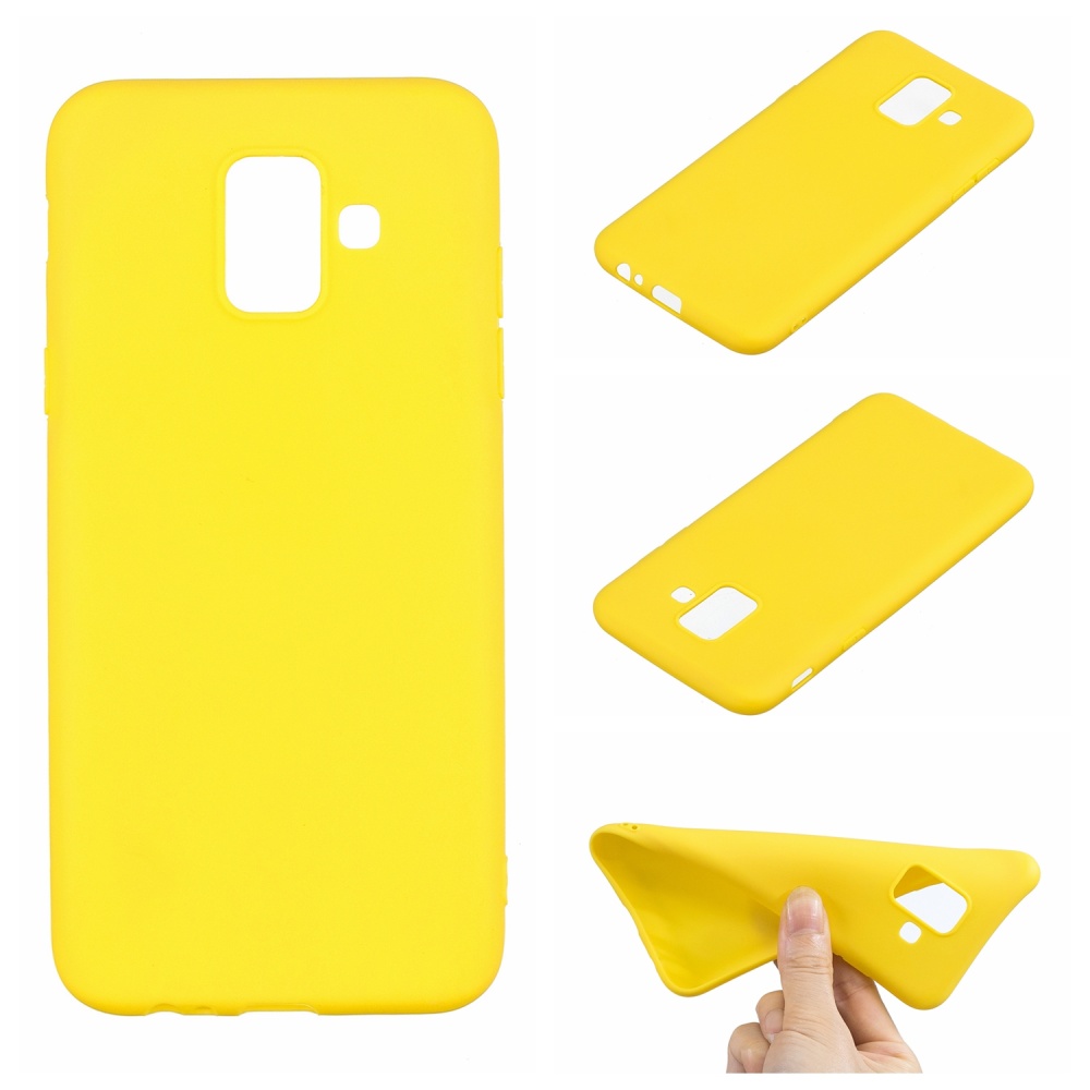 for Samsung A6 2018 Lovely Candy Color Matte TPU Anti-scratch Non-slip Protective Cover Back Case yellow - Image 2