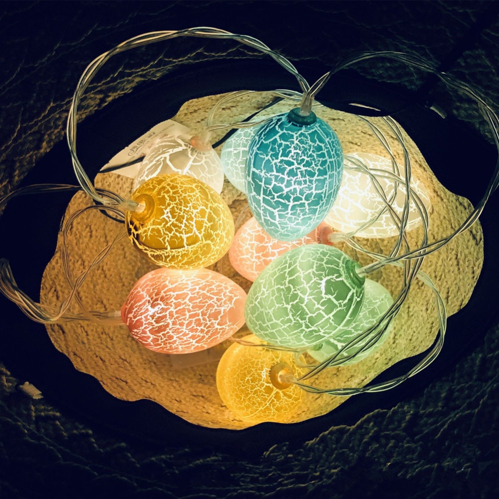 Eggs Shaped LED String Light Easter Decoration for Party Garland Ornament Battery Box 1.5M/3M 10LEDs/20LEDs Colored eggs_1.5m 10 lights-batt