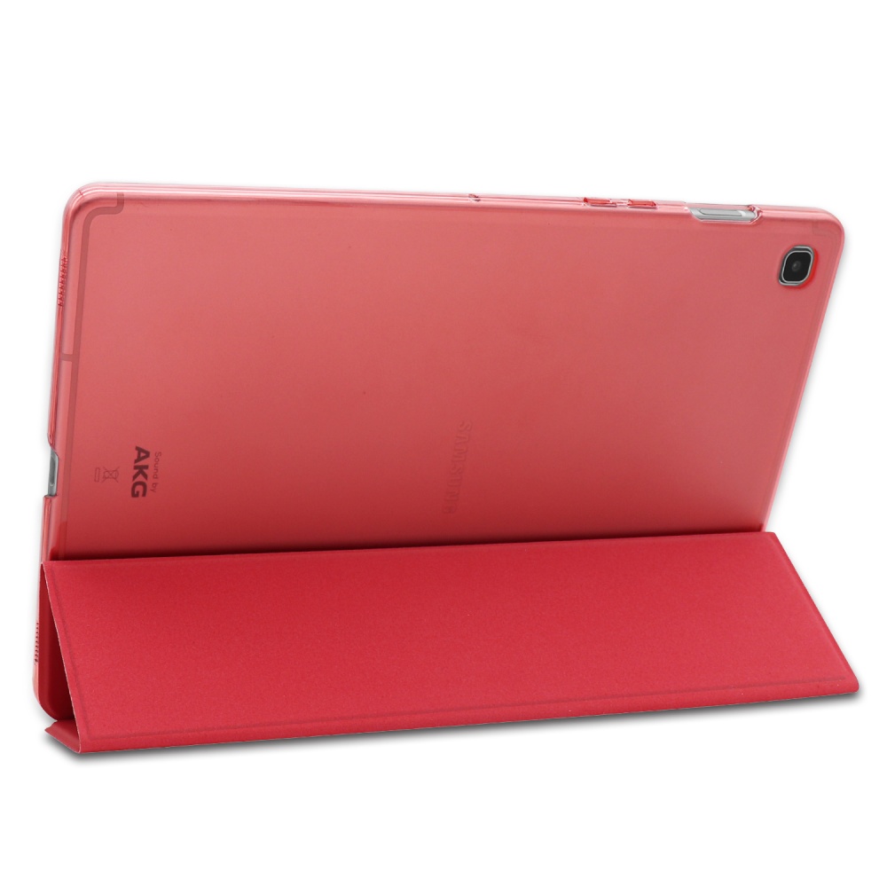 For Samsung Tab S5E 10.5 T720 Ultra-thin PU Leather Bracket Tri-fold Protective Case with Sleep Function red - Image 2