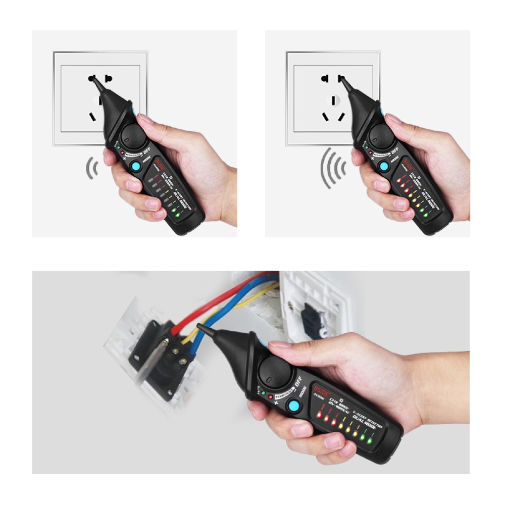 BSIDE AVD06 Dual Mode Non-contact Voltage Detector AC 12-1000V Auto/Manual NCV Tester Live Wire Check Sensitivity Adjustable gray - Image 2