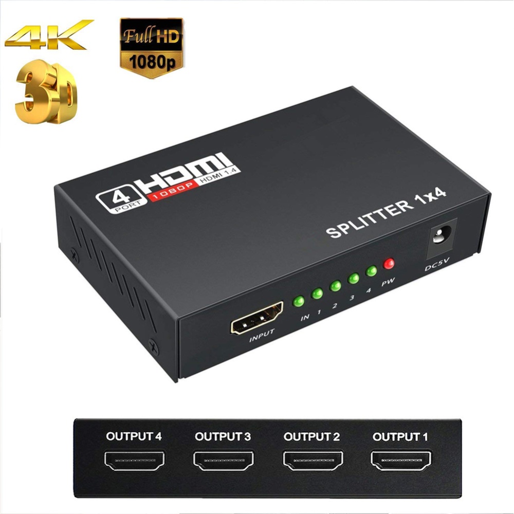 Full HD 1080P HDMI Splitter 1 in 4 out Hdmi with AC Adapter Supports 3D European regulations - Image 2