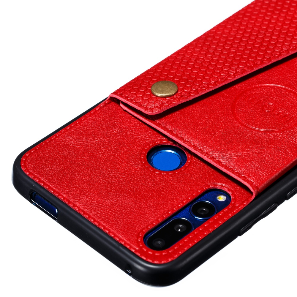 For HUAWEI Y9 prime 2019 PU Leather Shockproof Cell Phone Case Anti-dust with Double Buckle Card Slot Pocket red - Image 2