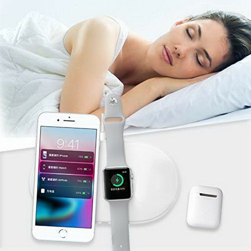 3 in1 Qi Wireless Charger Pad Fast Charging for Apple Watch iWatch iPhone XS X white - Image 2