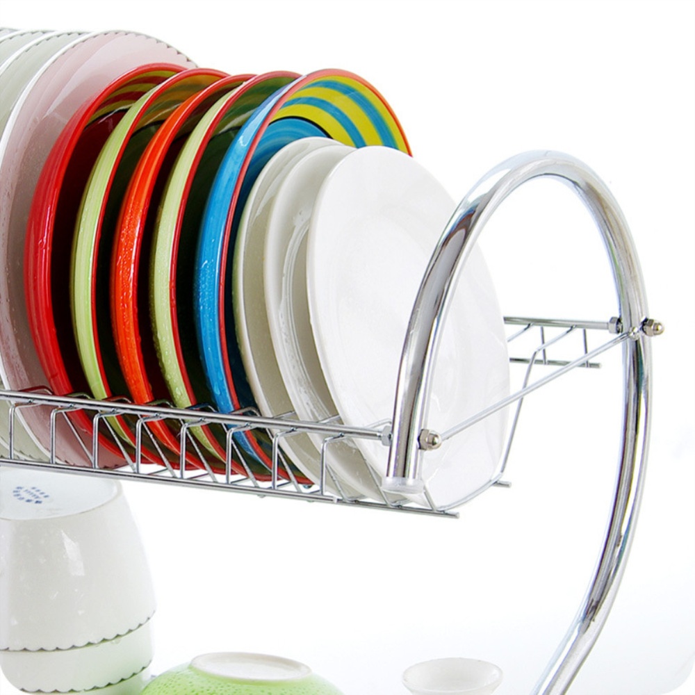 Large Capacity Stainless Steel 2-Layer Dish Drainer Drying Rack for Kitchen Storage - Image 3