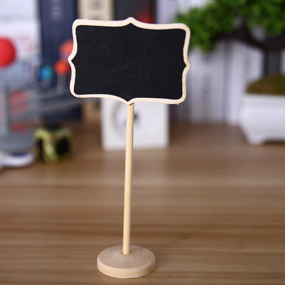 10 Pcs Mini Chalkboard with Wood Base Multifunctional Message Board Wooden Sign Memo - Image 3