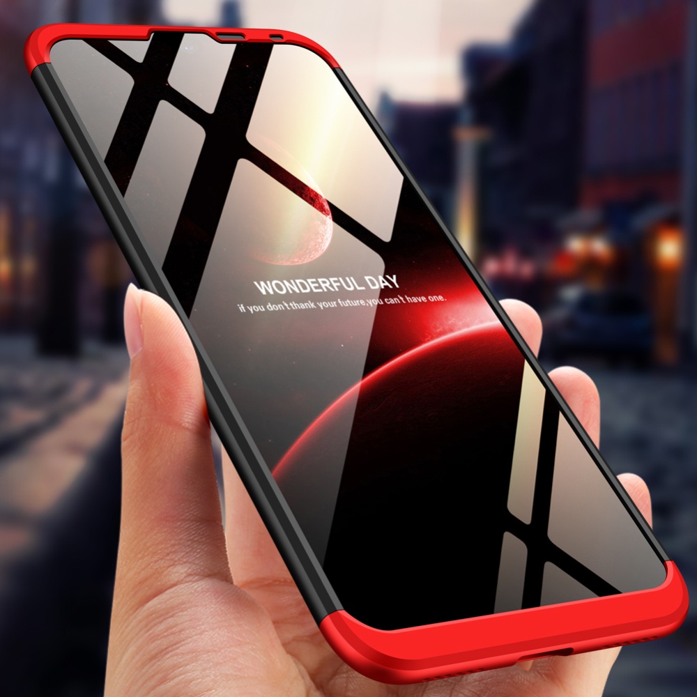 For HUAWEI Y7 pro 2019 Ultra Slim PC Back Cover Non-slip Shockproof 360 Degree Full Protective Case Red black red - Image 2