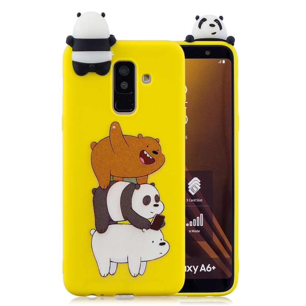 For Samsung A6 plus 2018 3D Cartoon Lovely Coloured Painted Soft TPU Back Cover Non-slip Shockproof Full Protective Case Striped bear - Image 2