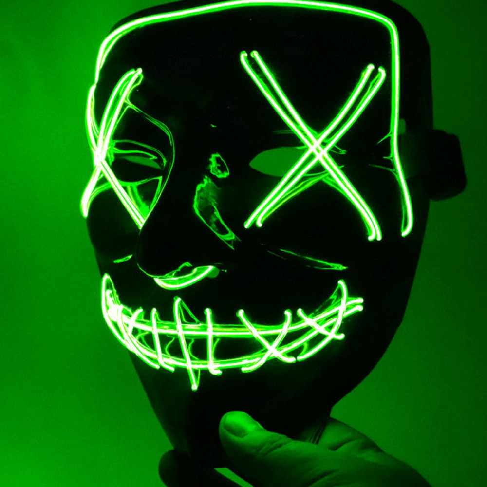 Led Mask for Halloween EL Light KTV Dance Party Scary Fluorescent green - Image 2