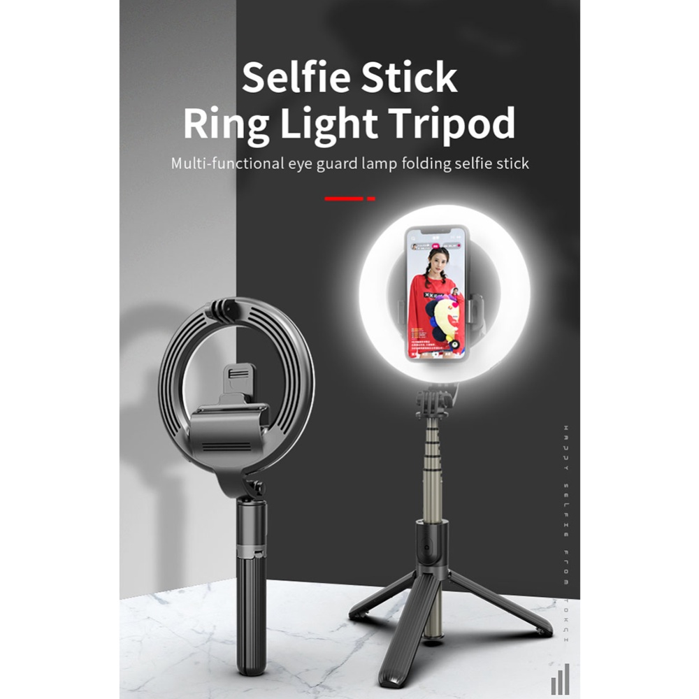 L07 5 Inch Ring Light Bluetooth Selfie Stick Portable LED Fill Mobile Phone Live Bracket black - Image 2