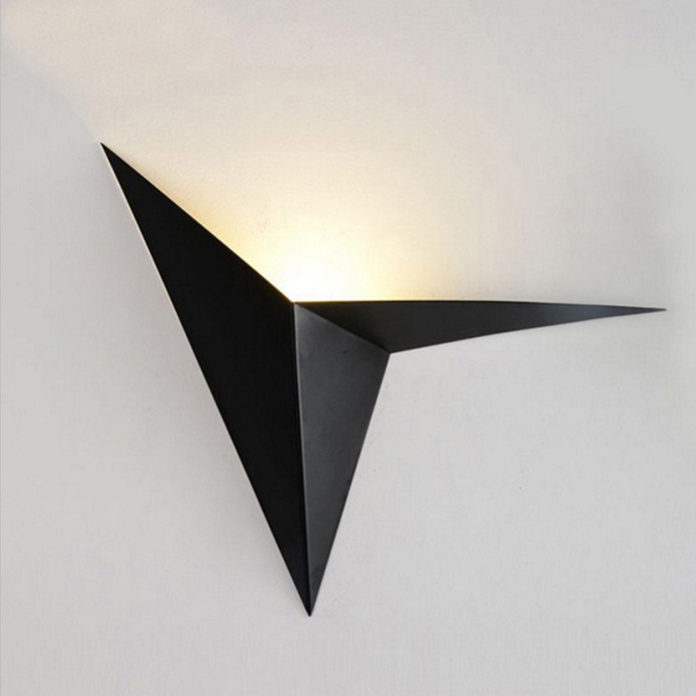 Modern LED Wall Lamp Indoor Creative Triangle Light Simple Bedroom Sanctum Aisle Stair Lighting Warm White Black_warm light - Image 3