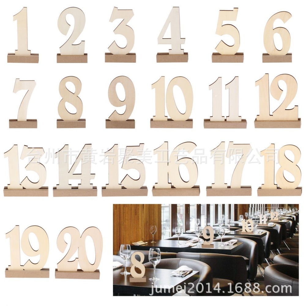 Wedding Supplies 1 to 20 Wooden Table Numbers with Holder Base for Home Decoration Catering Reception - Image 3