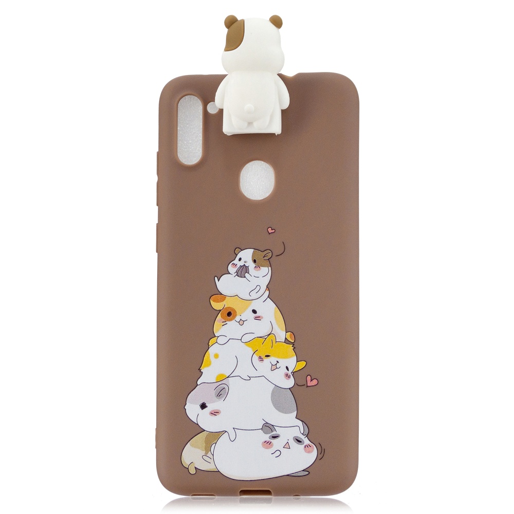 For Samsung A11 Soft TPU Back Cover Cartoon Painting Mobile Phone Case Shell with Bracket Hamsters - Image 2