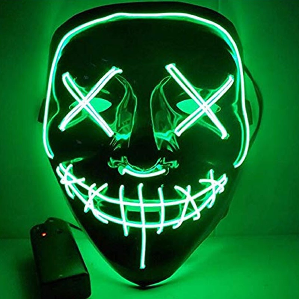 Led Mask for Halloween EL Light KTV Dance Party Scary white - Image 2