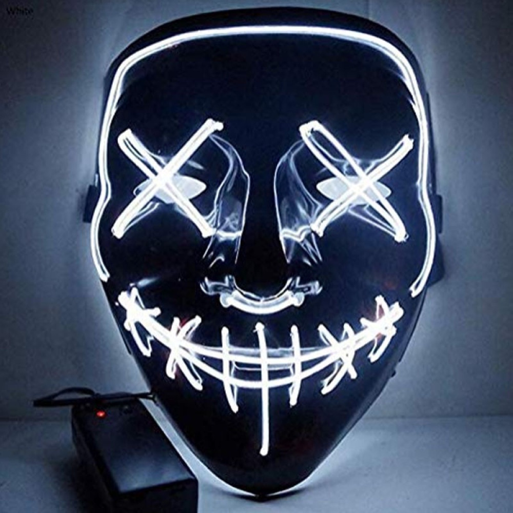 Led Mask for Halloween EL Light KTV Dance Party Scary white - Image 3