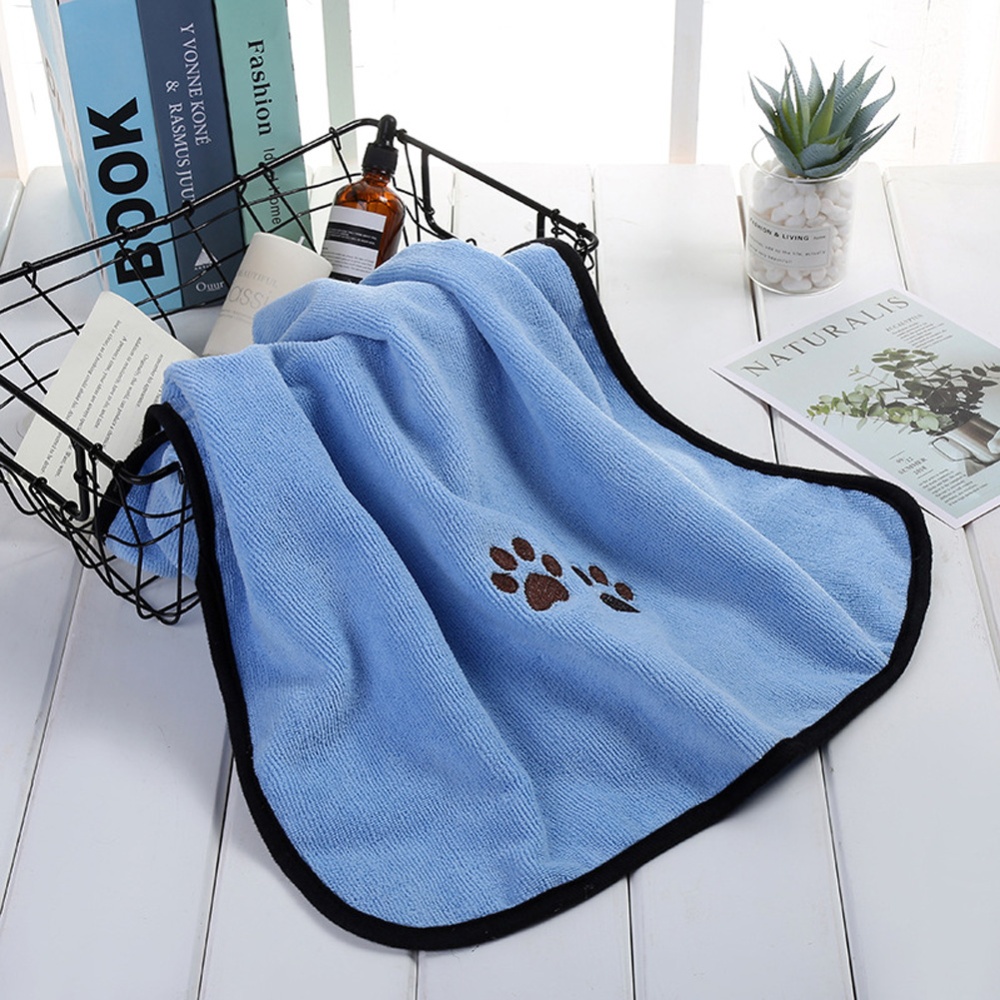 Dog Cat Bath Towel Microfiber Absorbent Soft Comfortable Pet Supplies 50*90cm Light blue - Image 2