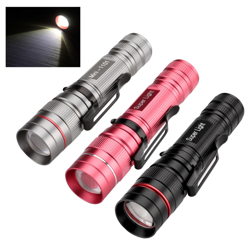 Three CREE T5 LED Flashlights - Up To 300 Lumen, Pen Clip, Adjustable Focus, 3 Modes, Anodized Finish