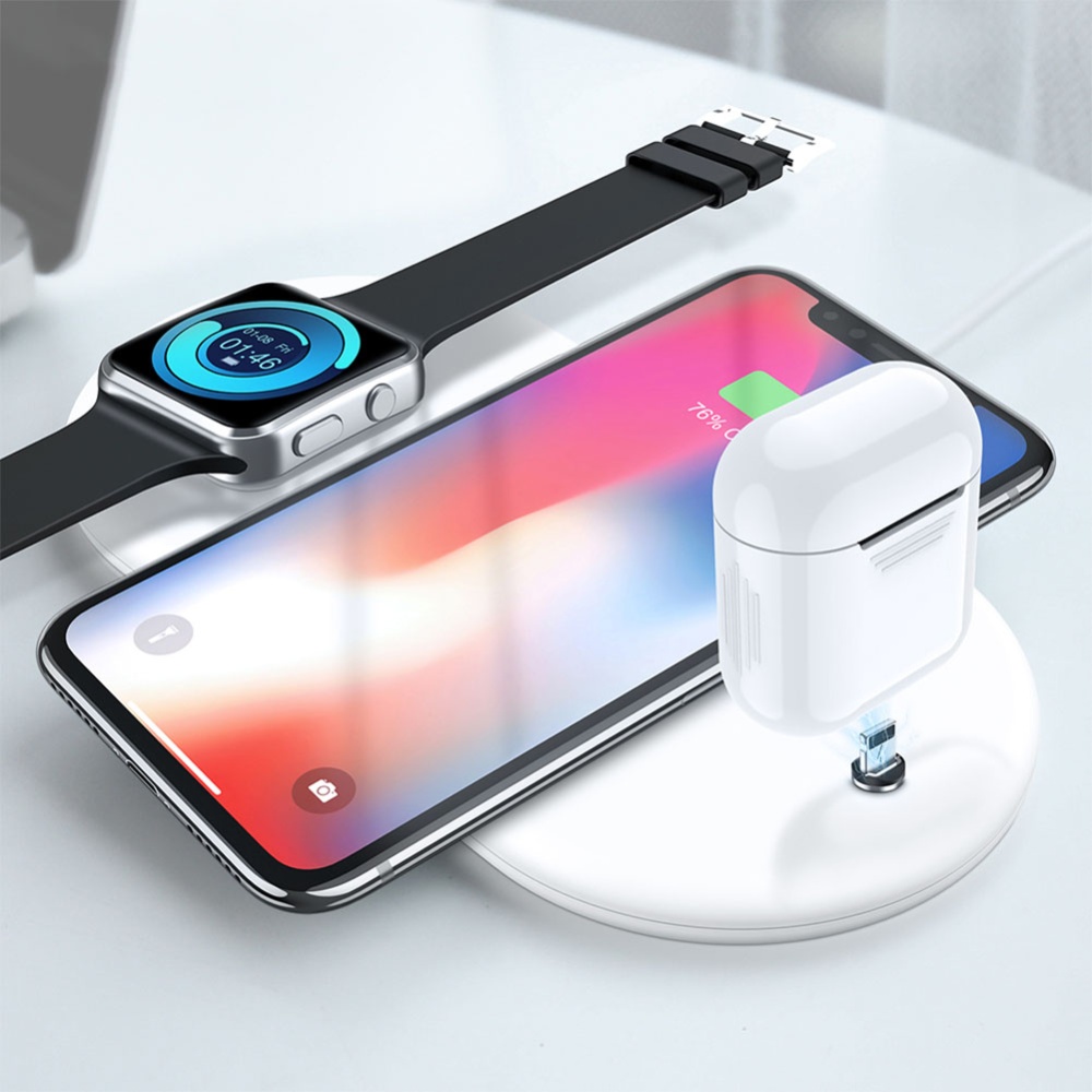 3 in 1 QI Wireless Charger for iPhone X XR XS Max Watch AirPods Mobile Phone Fast Charge Samsung - Image 2