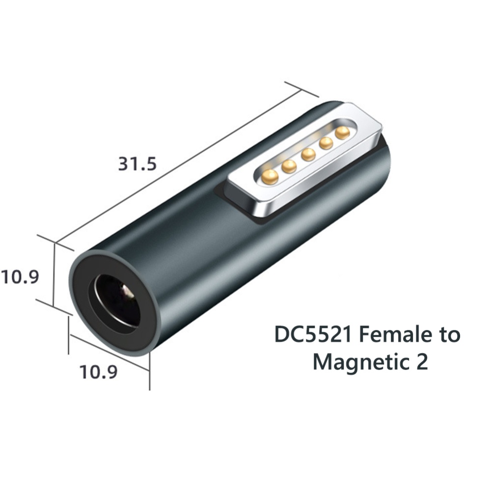 Aluminum Alloy Magnetic Usb C Adapter 5521 Female Type Quick Charge Compatible for Macbook Computer 5.5x2.1 to magsafe2 - Image 2