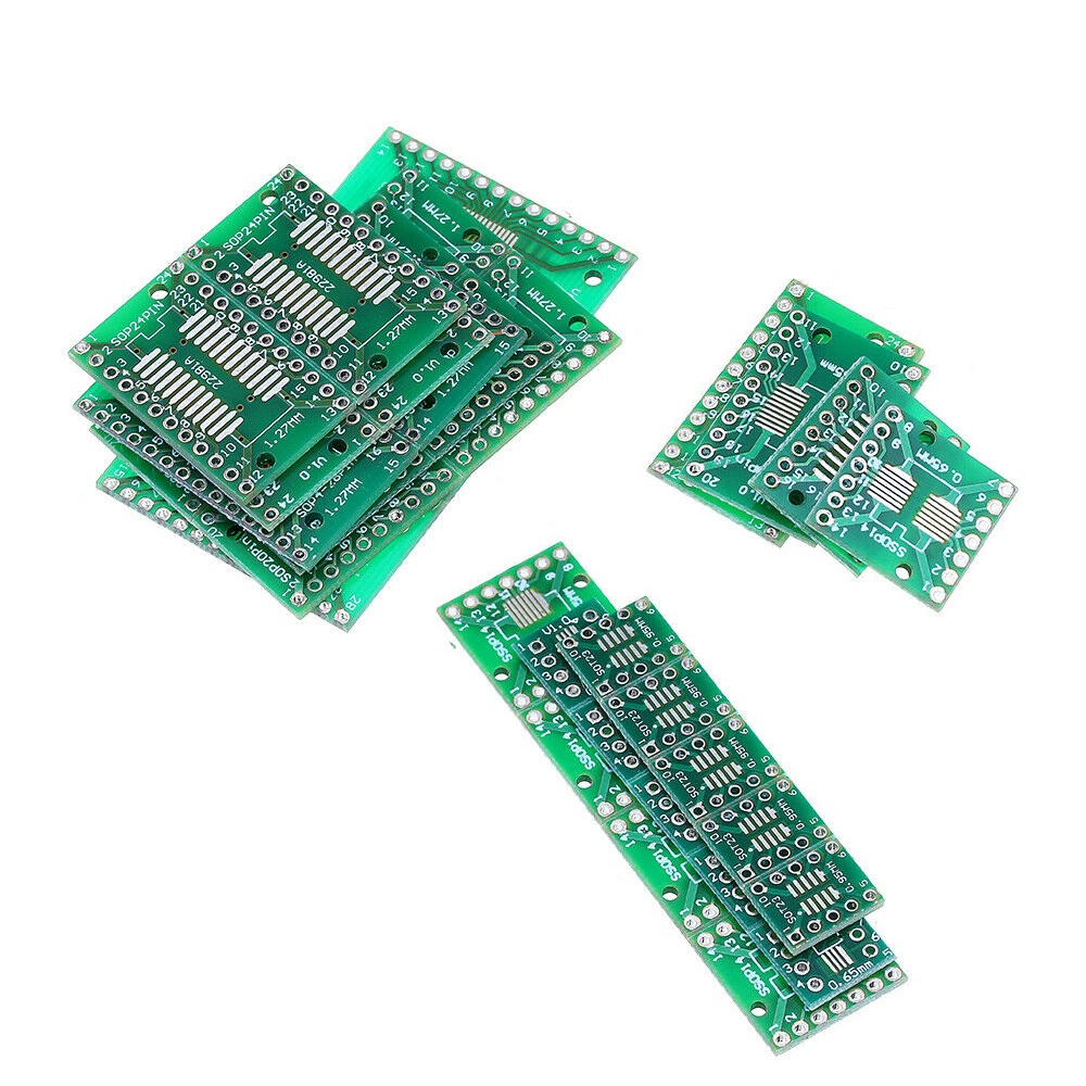 7value*5pcs PCB Board Kit SMD Turn To DIP SOP MSOP SSOP TSSOP SOT23 8 10 14 16 20 24 28 SMT green - Image 2