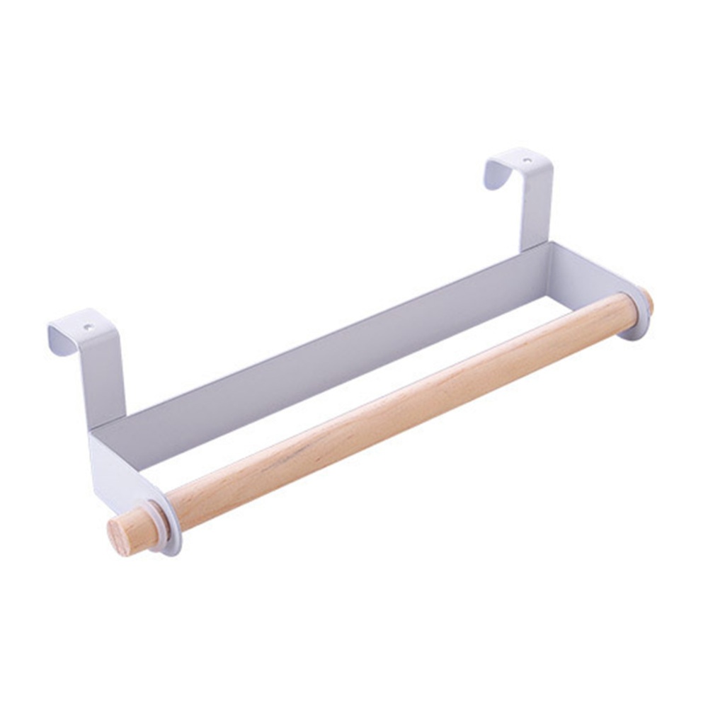 Single Iron Rod Wall Hanging Rack for Bathroom Toilet Roll Paper Kitchen Door Towel Holder back white