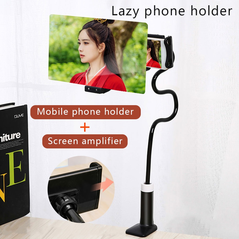 8/12 inch 3D Screen Amplifier Mobile Phone Magnifying Universal 360 Rotating Flexible Long Arm Holder Desk Stand Bracket white_8 inches - Image 2