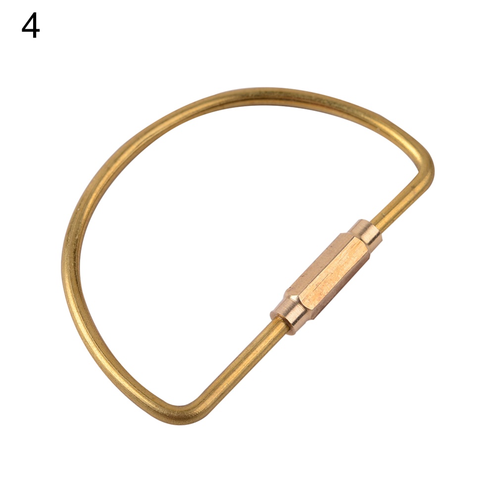Nordic Style Brass Gold Key Hang Buckle Retro Pure Copper Car Ring Keychain Large, semicircular