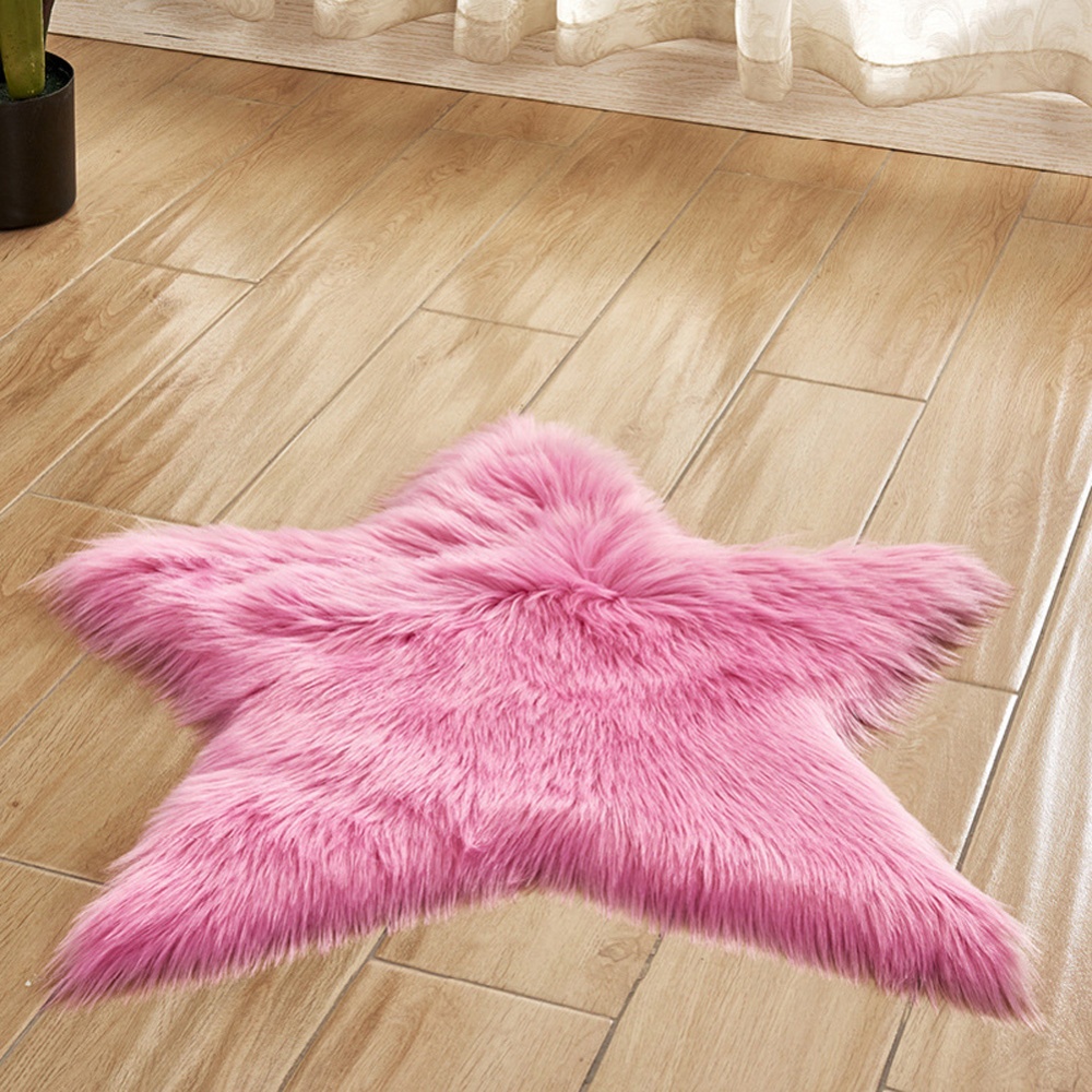 Fluffy Floor Mat Door Non-slip Living Room Carpet Foot Pad Pentagram Rug Home Decor Rose Red Pentagram_60 diameter