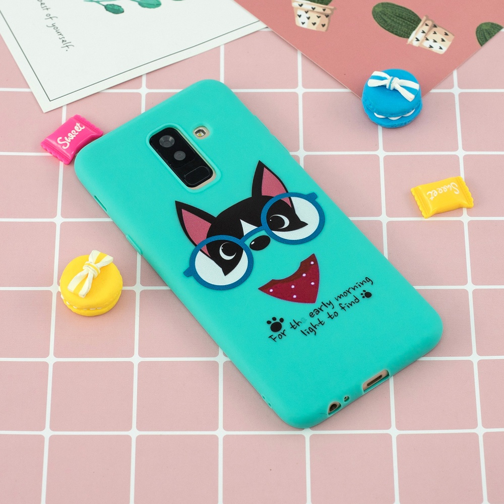 For Samsung A6 plus 2018 Cute Coloured Painted TPU Anti-scratch Non-slip Protective Cover Back Case with Lanyard Light blue - Image 2