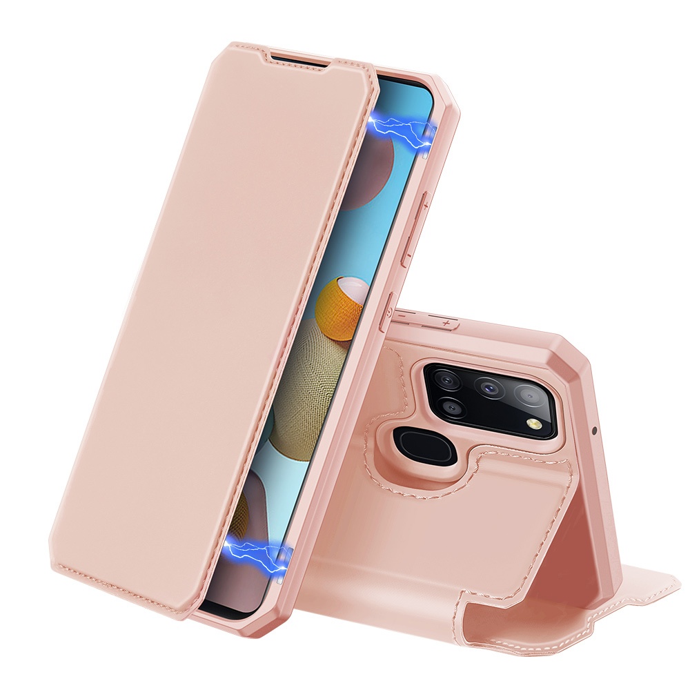 DUX DUCIS for Samsung A21S/A51 5G Magnetic Mobile Phone Holder Leather Case with Cards Slot Pink_Samsung A21S - Image 2