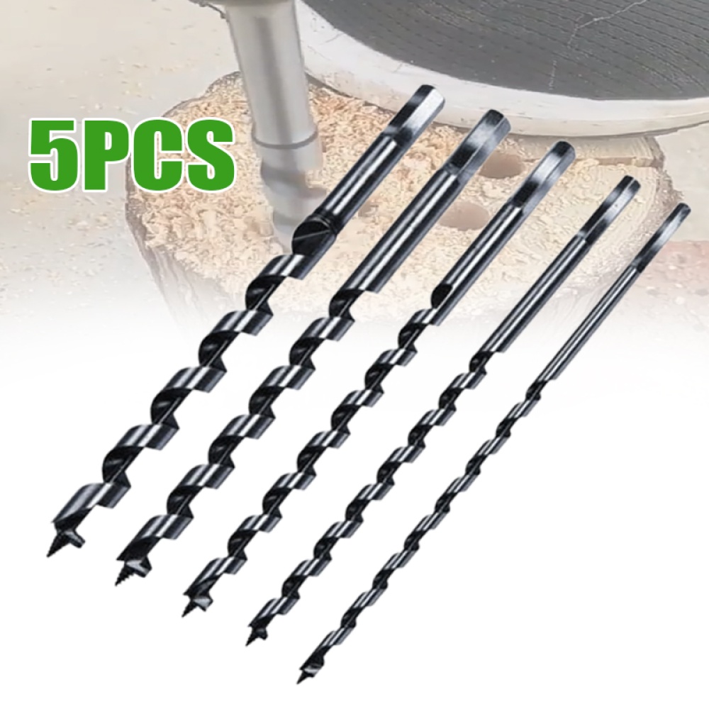 5Pcs/Set 6-14mm Long Twist Auger Drill Bit Woodwork Hole Saw Hex Shank Spiral Wood Drilling for Woodworking Furniture Cutter Tool