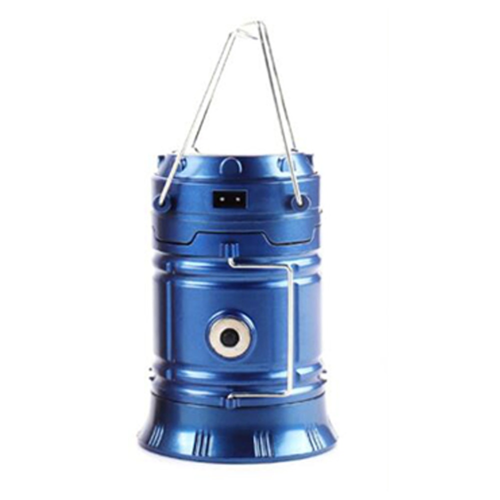 Rechargeable Solar Camping Lantern Portable Lanterns Outdoor Tent Light Lamp Blue - Image 3