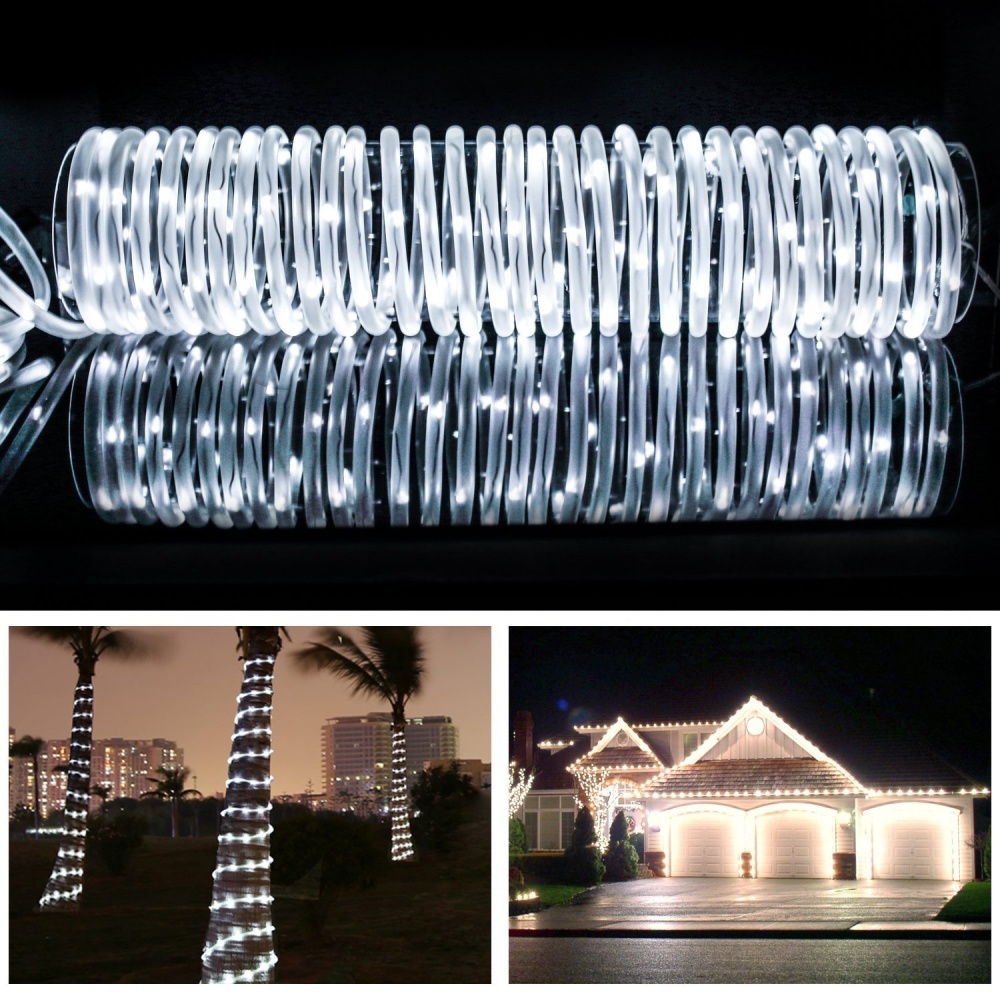 10M 100LED Waterproof Solar-powered Pipe String Lights Garden Yard Home Party Decoration ordinary white - Image 3