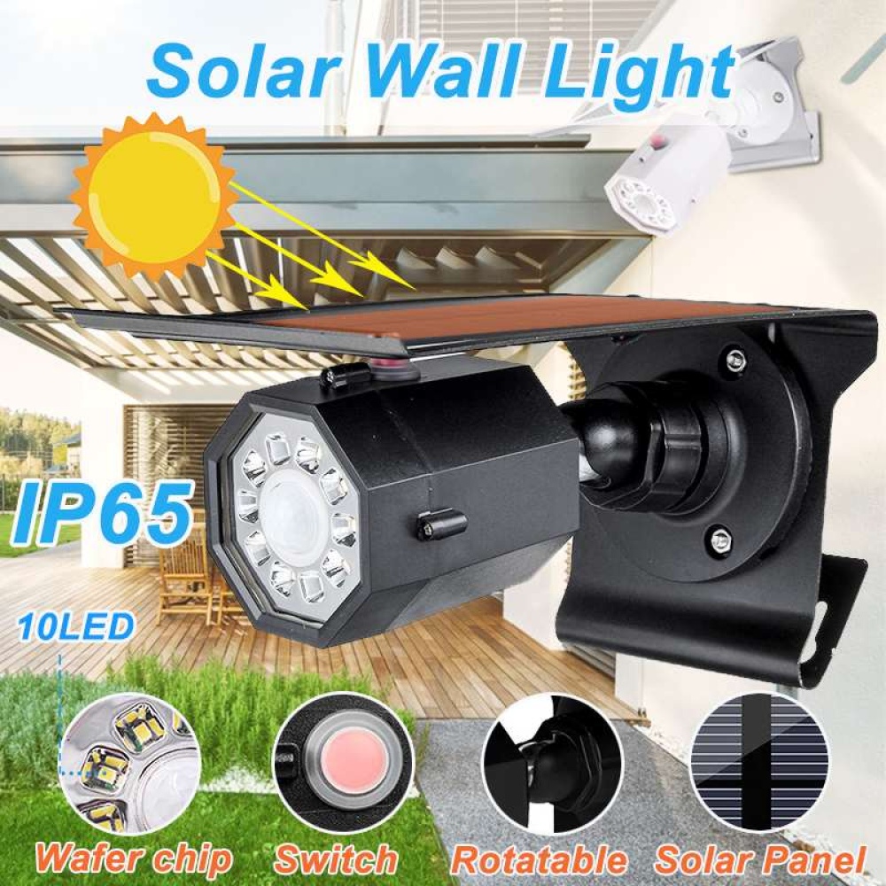 10 LED Simulation Camera Solar Light Outdoor Motion Sensor Night Security Wall Lamp white - Image 2